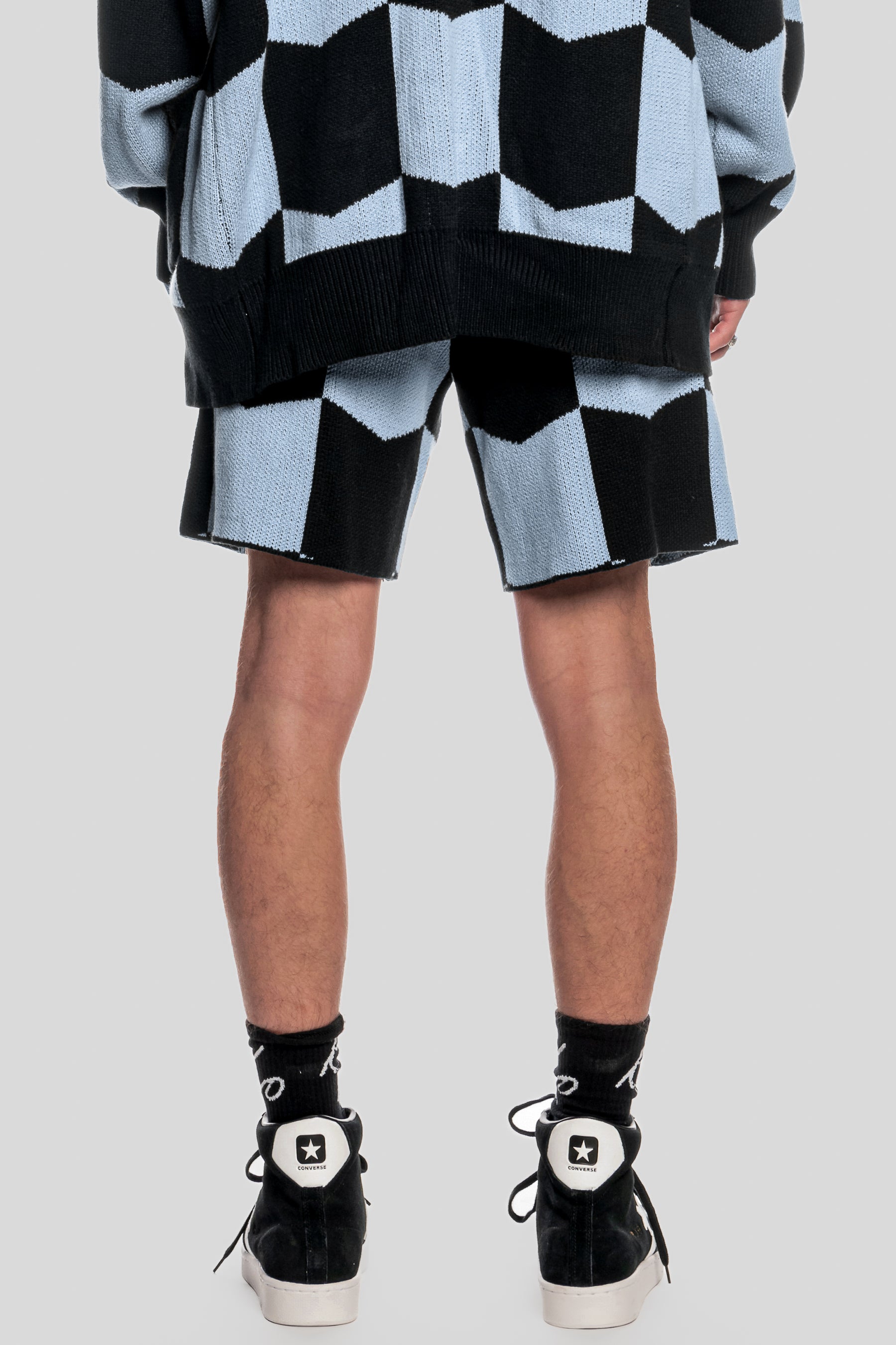 DUSK BLUE CHEVRON KNIT SHORTS
