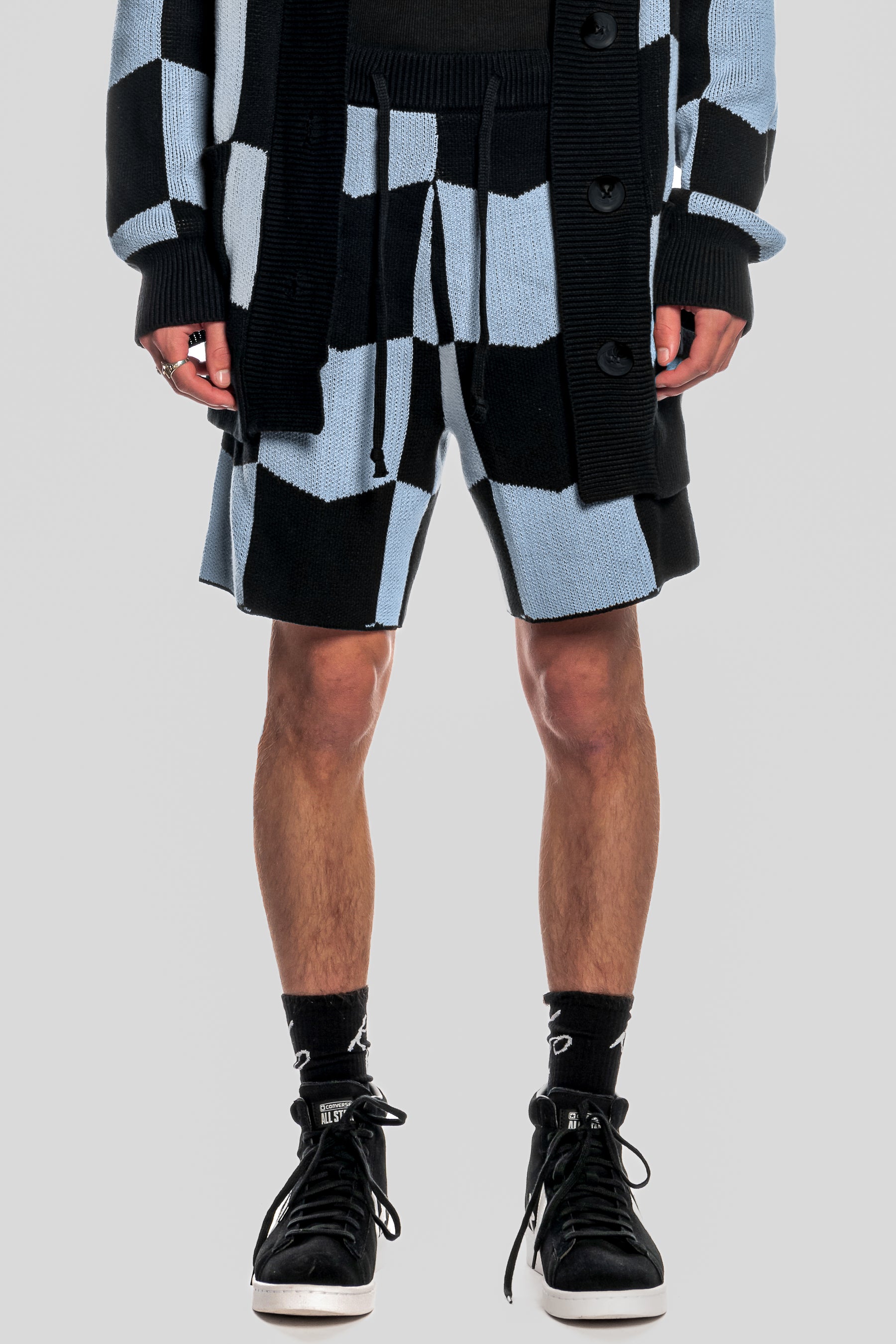 DUSK BLUE CHEVRON KNIT SHORTS