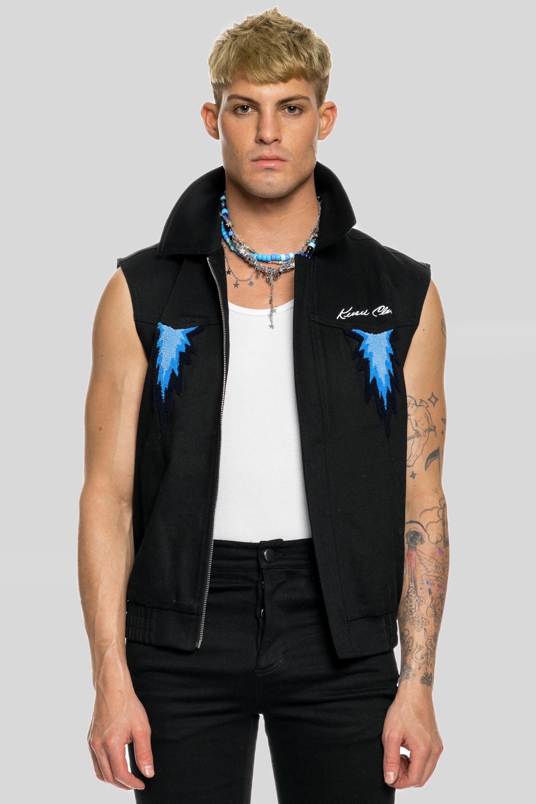 AGAVE SPIKED DENIM VEST