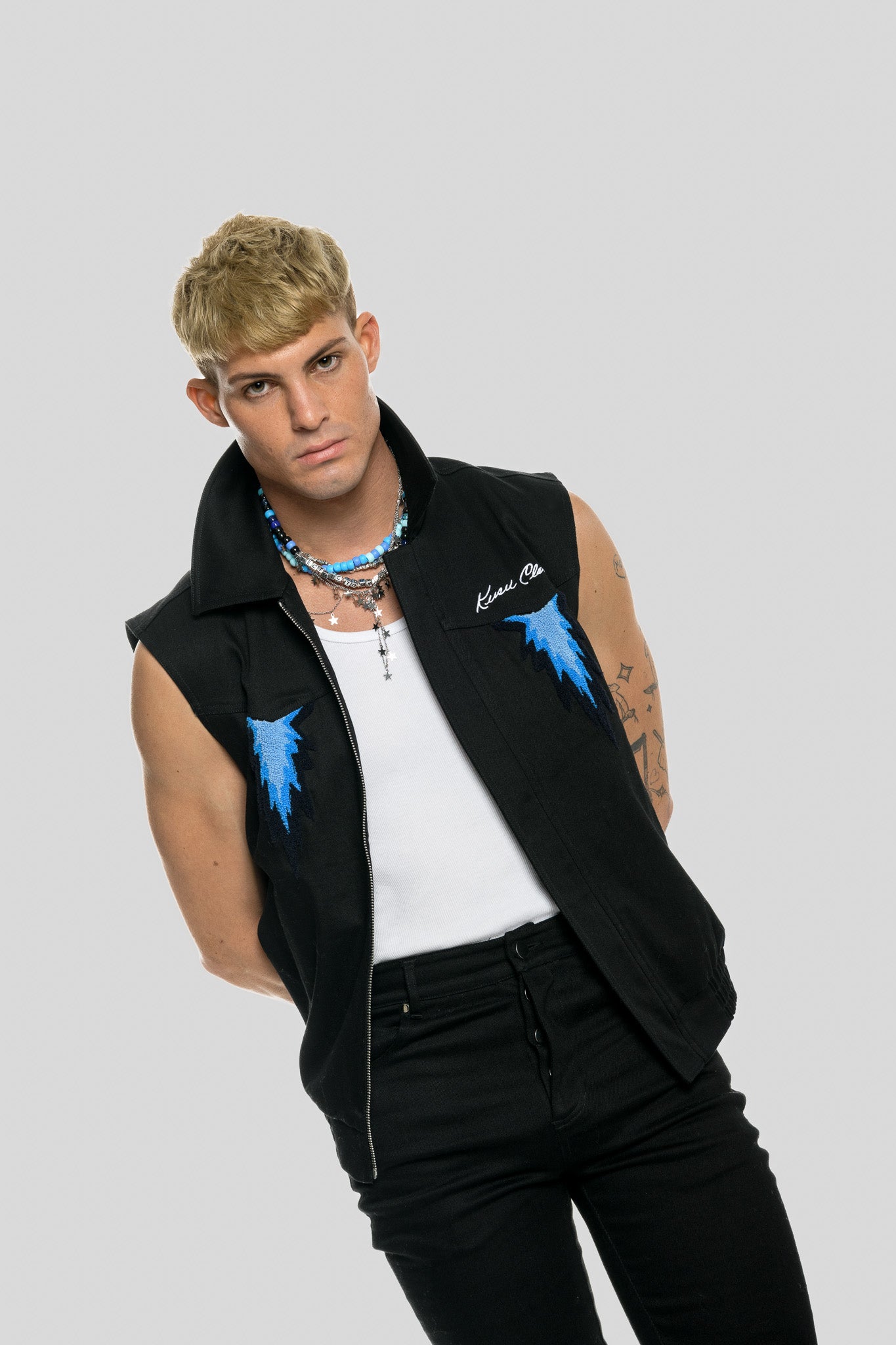 AGAVE SPIKED DENIM VEST