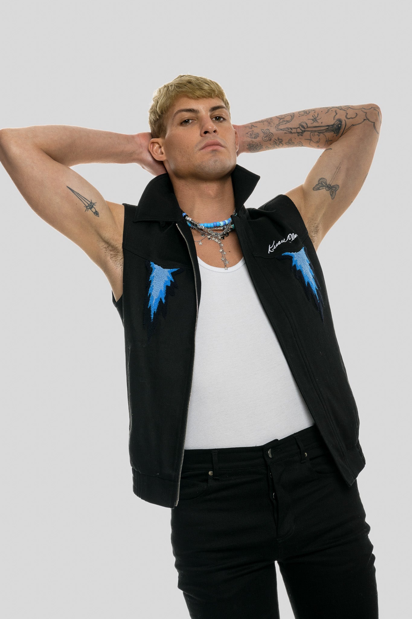 AGAVE SPIKED DENIM VEST