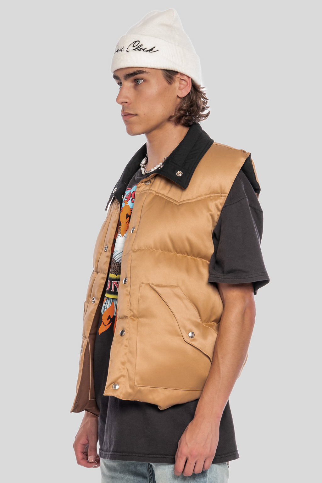 ジャケット・アウター Quiksilver Reversible Puffer Vest Jacket Quiksilver Vest Mens XL Reversible Full Zip Puffer Fleece Black